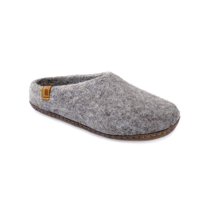 Wool Slipper with Leather Sole - Light Gray – Baabushka